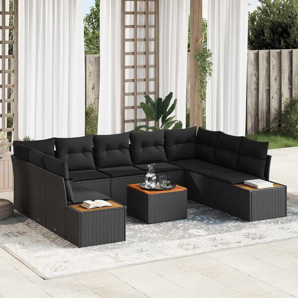 vidaXL Conjunto de sof&aacute;s de jard&iacute;n 5 pcs Negro Rat&aacute;n sint&eacute;tico