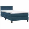 vidaXL Cama box spring con colch&oacute;n terciopelo azul oscuro 90x220 cm
