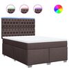 vidaXL Cama box spring con colch&oacute;n tela marr&oacute;n oscuro 140x190 cm