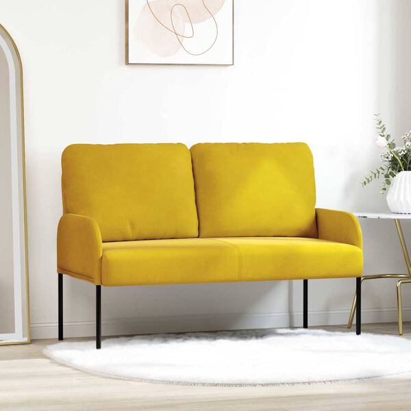 vidaXL Sof&aacute;s con coj&iacute;n 110cm Amarillo Madera contrachapada