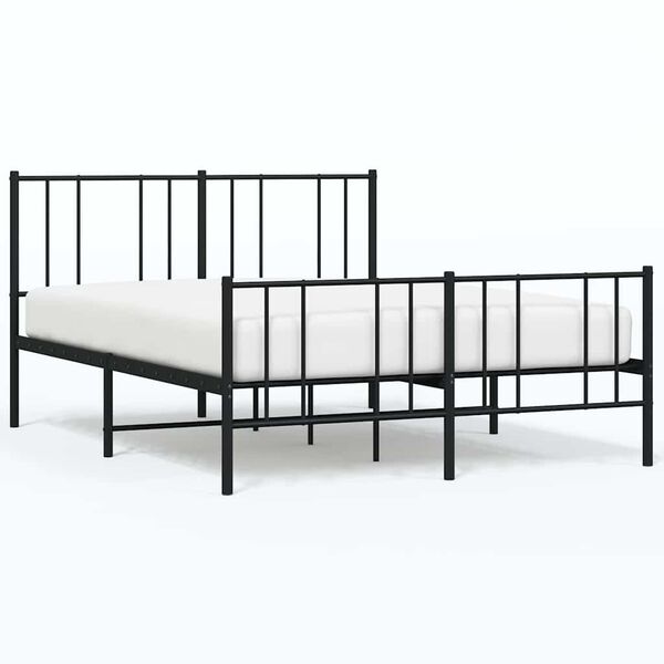 vidaXL Estructura cama sin colch&oacute;n con estribo metal negro 160x200 cm