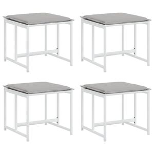 vidaXL Taburetes de jard&iacute;n con cojines 4 uds acero y textilene blanco