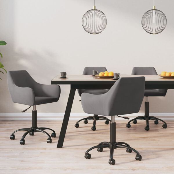 vidaXL Sillas de comedor giratorias 4 unidades terciopelo gris oscuro