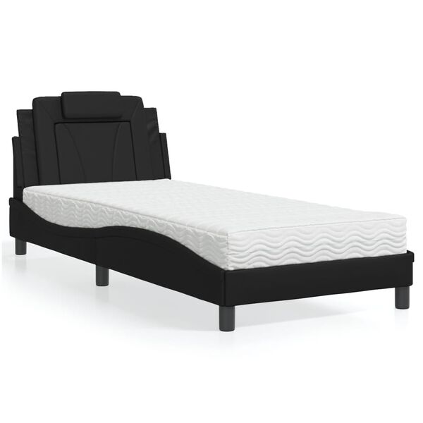 vidaXL Cama Viana con colch&oacute;n cuero sint&eacute;tico negro 80x200 cm