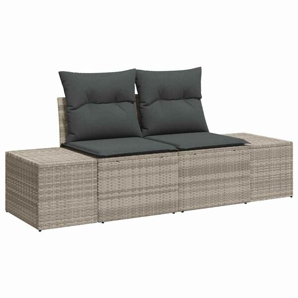 vidaXL Conjunto de sofá de jardín 6 pcs Gris Claro Poliratán
