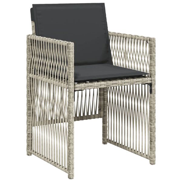 vidaXL Set comedor de jard&iacute;n 9 pzas cojines rat&aacute;n sint&eacute;tico gris claro