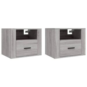 vidaXL Mesitas de noche de pared 2 uds gris Sonoma 50x36x40 cm