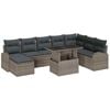 vidaXL Conjunto de sof&aacute; de jard&iacute;n 9 pcs Gris Polirat&aacute;n