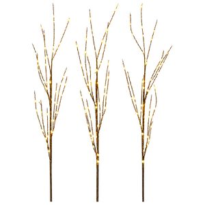 vidaXL Decoraci&oacute;n navide&ntilde;a de ramas de cobre con LED 3 uds. Marr&oacute;n