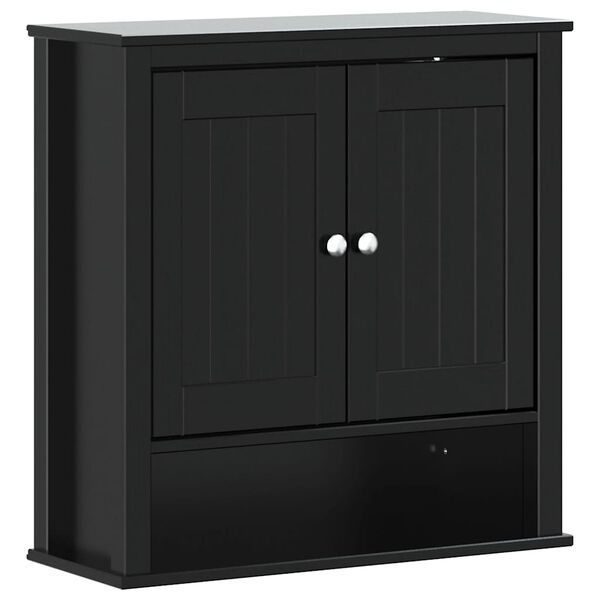 vidaXL Mueble de pared ba&ntilde;o BERG madera maciza negro 69,5x27x71,5 cm