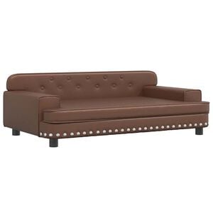 vidaXL Cama para perros de cuero sint&eacute;tico marr&oacute;n 90x53x30 cm