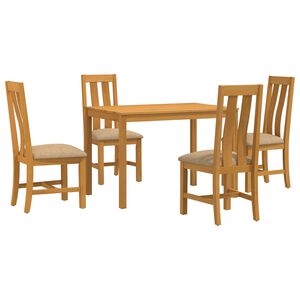 vidaXL Conjunto de comedor 5 uds. Beige Madera de Roble S&oacute;lido