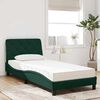 vidaXL Cama con colch&oacute;n terciopelo verde oscuro 90x190 cm