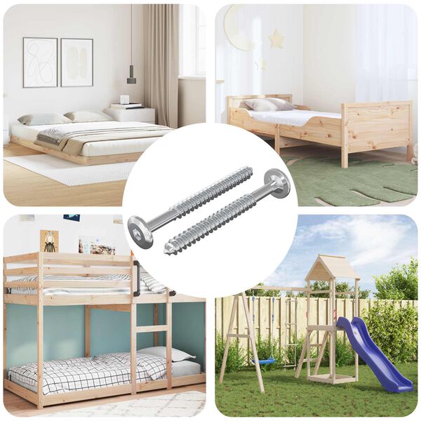 vidaXL Tornillos de Madera 2 pcs Plateado M6 x 70 mm Acero