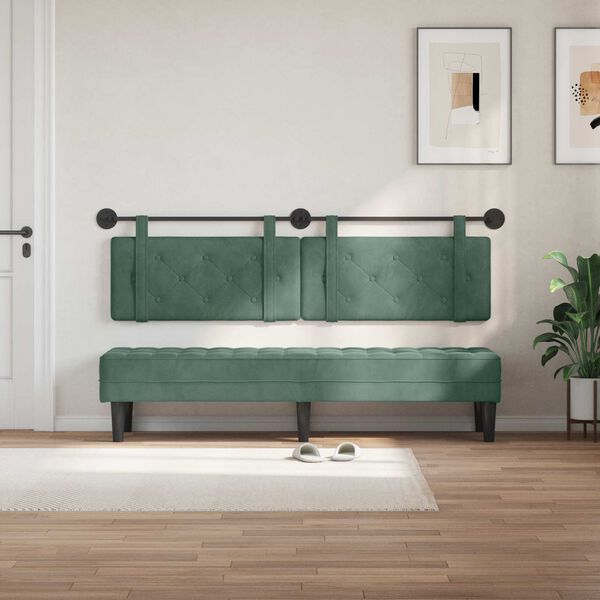 vidaXL Cabecera Colgante Verde Mar 170 x 55 x 5 cm Terciopelo