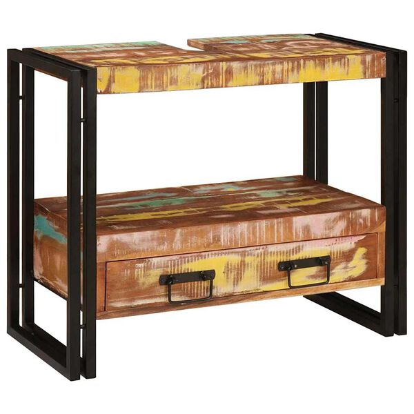 vidaXL Mueble para lavabo de baño Madera maciza recuperada y hierro