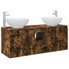 vidaXL Juego de Muebles de Ba&ntilde;o 3 uds. Roble Ahumado