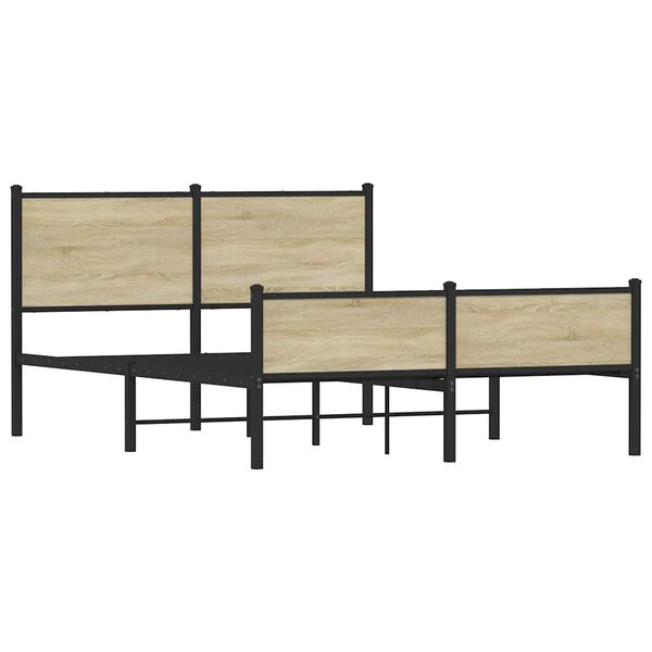 vidaXL Estructura de cama sin colch&oacute;n metal roble Sonoma 137x190 cm