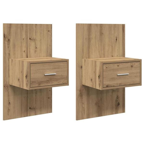vidaXL Armario de Noche 2 pcs Roble artesanal 50 x 32,5 x 80cm