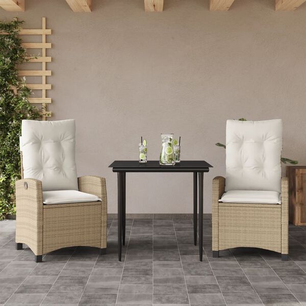 vidaXL Set comedor de jardín 5 pzas con cojines ratán sintético beige
