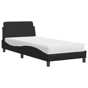 vidaXL Cama con colch&oacute;n Dover cuero sint&eacute;tico negro 90x190 cm