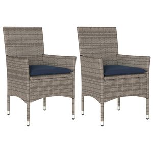 vidaXL Sillones de jard&iacute;n con cojines 2 uds rat&aacute;n sint&eacute;tico gris