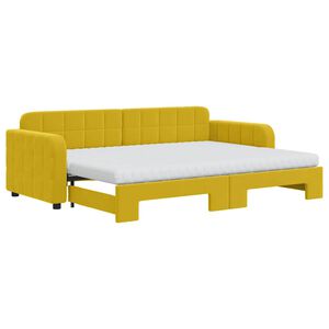 vidaXL Sof&aacute; cama nido con cajones terciopelo amarillo 80x200 cm