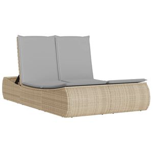 vidaXL Tumbona doble con cojines rat&aacute;n sint&eacute;tico beige