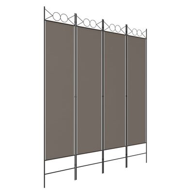 vidaXL Biombo divisor de 4 paneles de tela gris antracita 160x200 cm