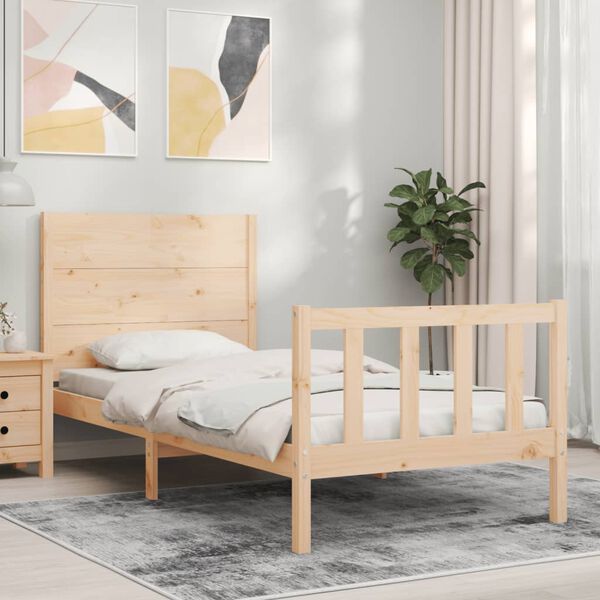 vidaXL Estructura de cama sin colch&oacute;n madera maciza de pino 100x200 cm