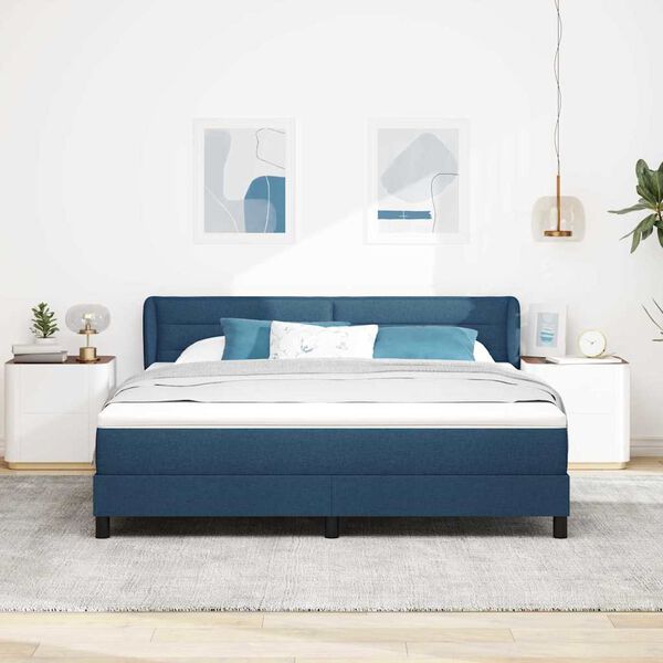 vidaXL Cama box spring con colch&oacute;n con colch&oacute;n Azul 180 x 200 cm tela