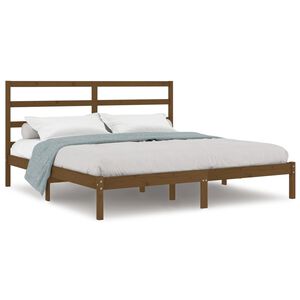 vidaXL Estructura de cama madera maciza de pino marr&oacute;n miel 200x200 cm