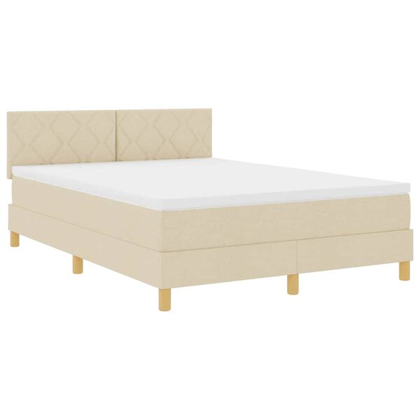 vidaXL Cama tipo Box Spring con coj&iacute;n Manual Crema 160 x 200 cm tela