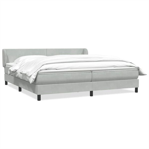 vidaXL Cama box spring con colchones terciopelo gris claro 180x210 cm