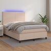 vidaXL Cama box spring colch&oacute;n LED cuero sint&eacute;tico capuchino 140x200cm