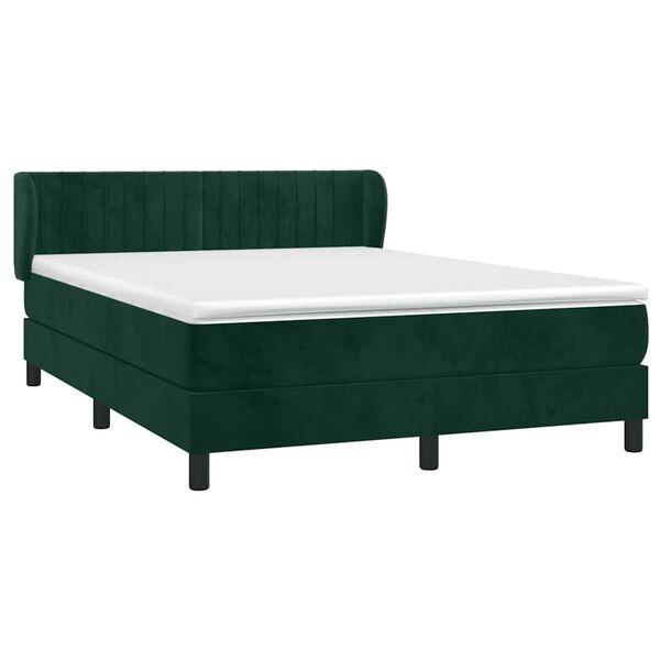 vidaXL Cama box spring con colch&oacute;n terciopelo verde oscuro 140x200 cm
