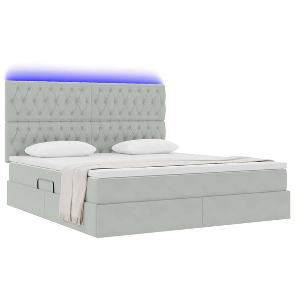 vidaXL Cama con almacenamiento y LED con LED Gris Claro 160 x 200 cm