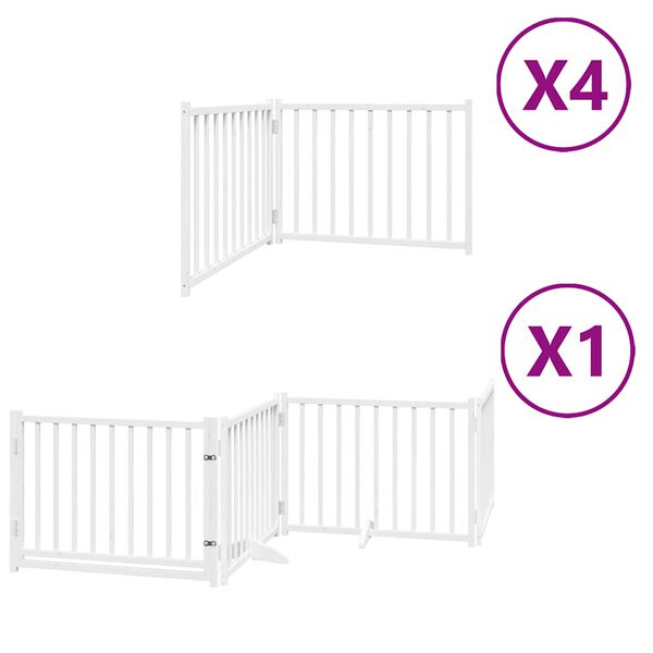 vidaXL Puerta de perros plegable 12 paneles madera &aacute;lamo blanca 960 cm