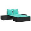 vidaXL Tumbona doble con cojines, polirat&aacute;n negro