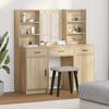 vidaXL Conjunto de mesa de vestidor con LED 3 pcs Roble Sonoma