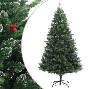 vidaXL &Aacute;rbol de Navidad artificial con bisagras y frutos rojos 120 cm