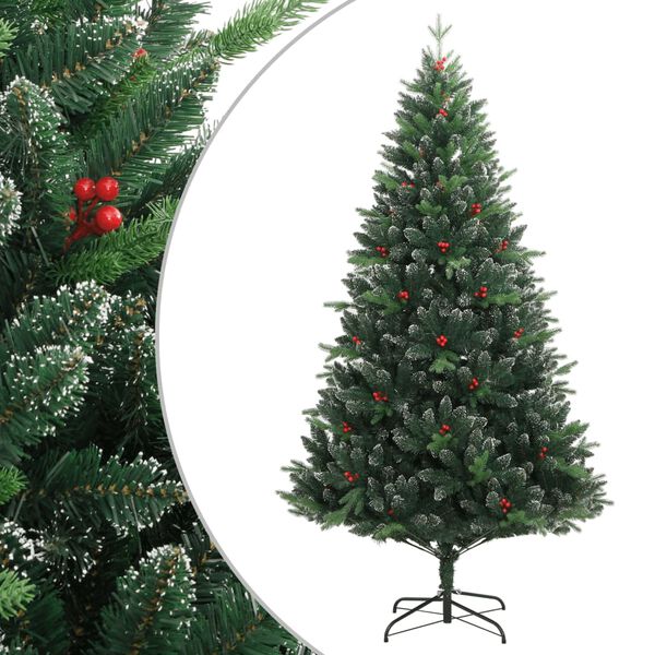 vidaXL &Aacute;rbol de Navidad artificial con bisagras y frutos rojos 120 cm