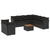 vidaXL Set de sof&aacute;s de jard&iacute;n 10 pzas cojines rat&aacute;n sint&eacute;tico negro