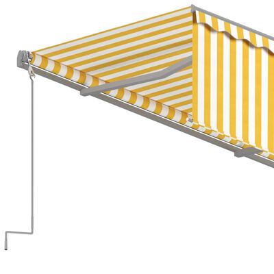 vidaXL Toldo automático retráctil con persiana amarillo blanco 4x3 m