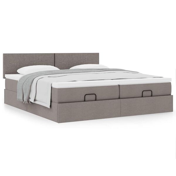 vidaXL Estructura de cama otomana colchones tela gris pardo 160x200cm