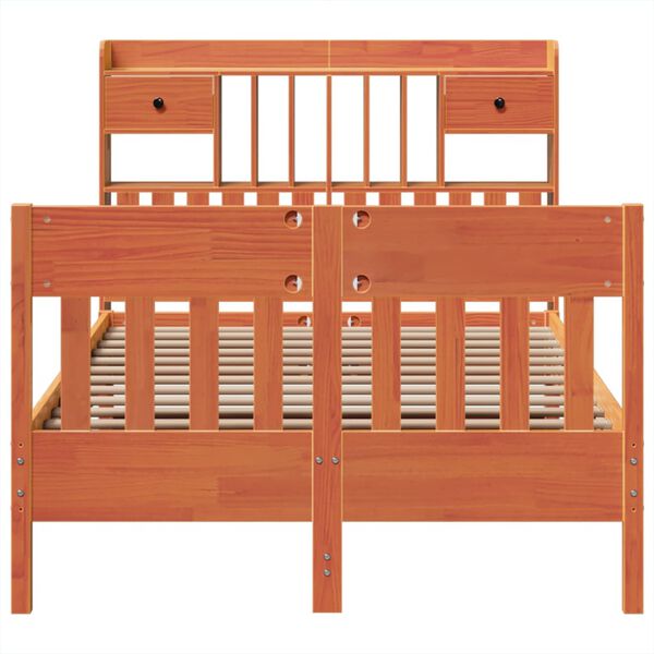 vidaXL Estructura de cama sin colchón madera maciza marrón 135x190 cm