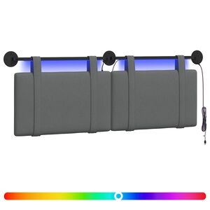 vidaXL Cabecero colgante Con luz LED Gris oscuro Tela