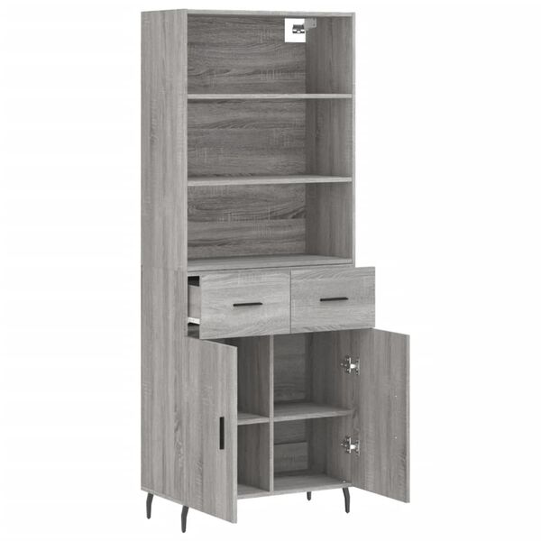 vidaXL Aparador alto madera contrachapada gris sonoma 69,5x34x180 cm