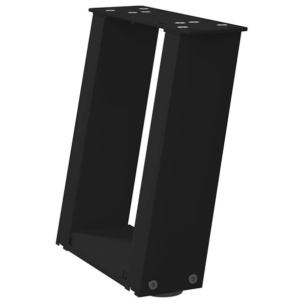 vidaXL Patas para mesa de centro en forma de U (2 unidades), color negro, 30 x (30-31) cm, acero