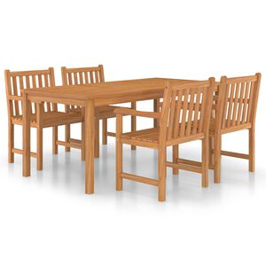 vidaXL Conjunto de comedor de jard&iacute;n de 5 piezas, 180 x 90 cm, madera maciza de teca